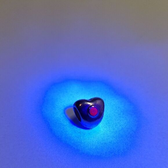 Heart-Shaped Sterling Silver Charm with Ruby Center 925 - Picture 4 of 4